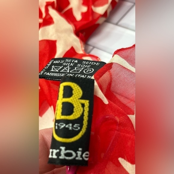 Larioseta Como Barbieri Italy Womens Red & White Starfish Nautical Silk Scarf - Picture 11 of 11